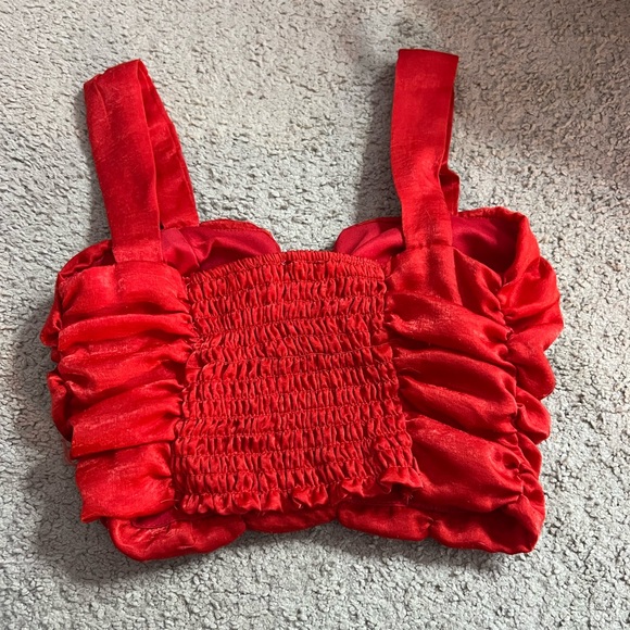 Red Ruffled Crop Top - Picture 2 of 2